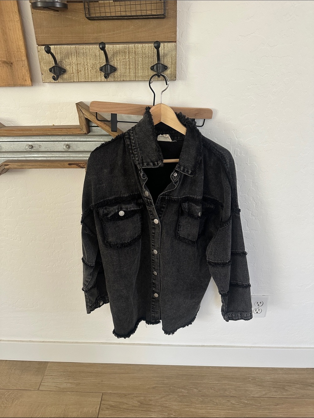 1.4.3. Story by Line Up Washed Black Distressed Denim Jacket